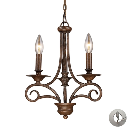 ELK LIGHTING Gloucester 3-Light Chandelier in Antique Bronze - Includes Adapter Kit 15041/3-LA